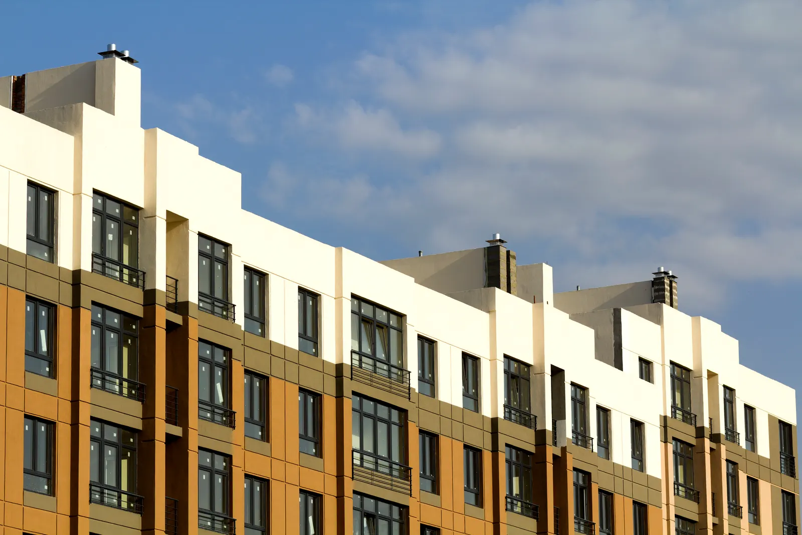 Modest brick apartment building exterior